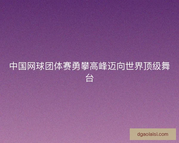 中国网球团体赛勇攀高峰迈向世界顶级舞台