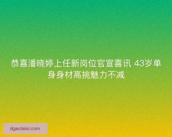 恭喜潘晓婷上任新岗位官宣喜讯 43岁单身身材高挑魅力不减