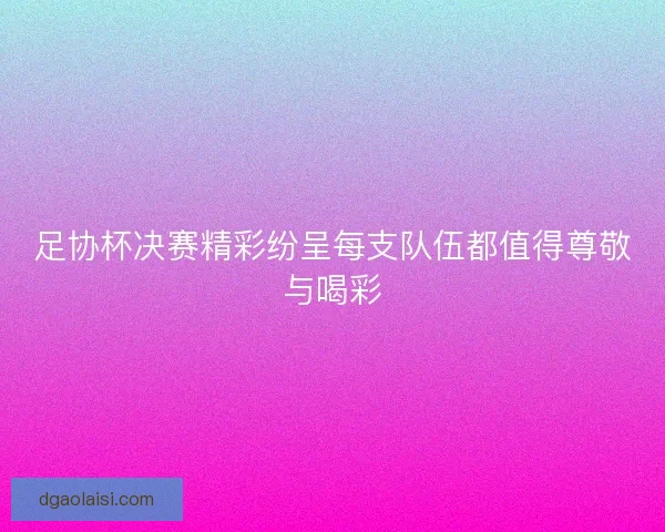 足协杯决赛精彩纷呈每支队伍都值得尊敬与喝彩 足协杯决赛精彩纷呈每支队伍都值得尊敬与喝彩