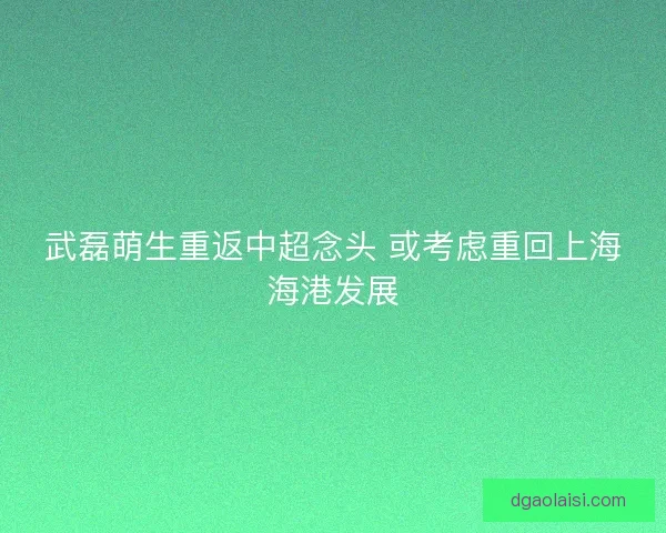 武磊萌生重返中超念头 或考虑重回上海海港发展